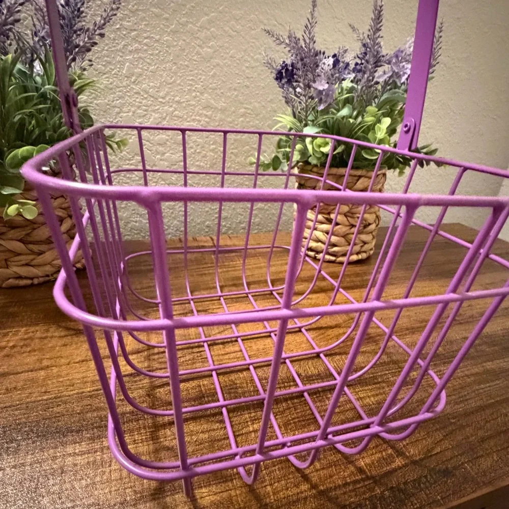 Purple Wire Basket with Handle